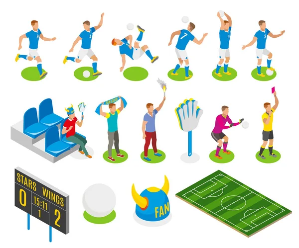 Football Isometric Icons — Stock Vector