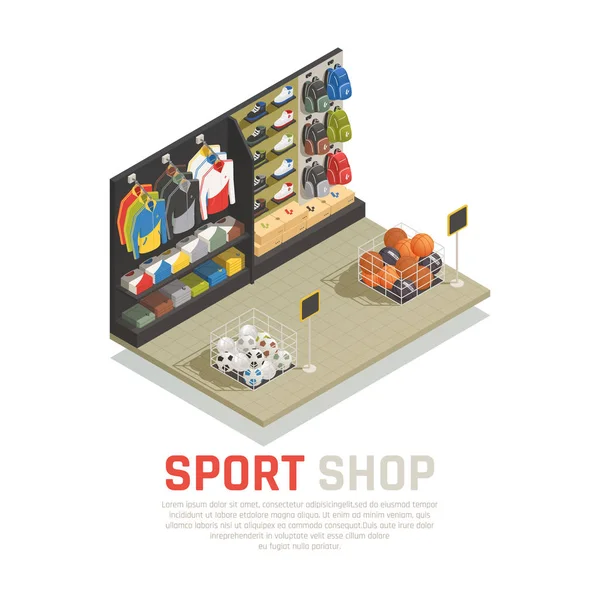 Sport Shop Isometric Composition — Stock Vector