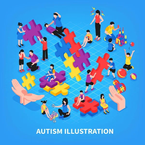 Autismo Ilustração Isométrica — Vetor de Stock