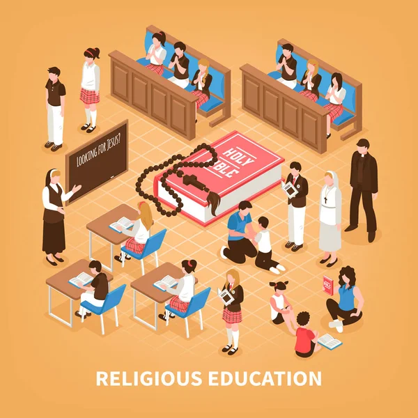 Religious Education Isometric Composition