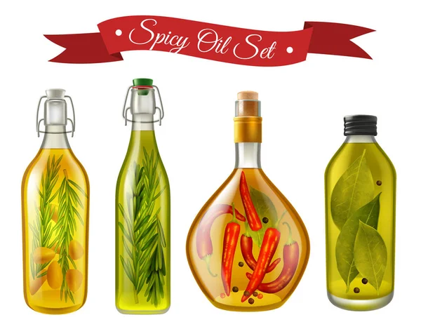 Conjunto realista de aceites picantes — Vector de stock