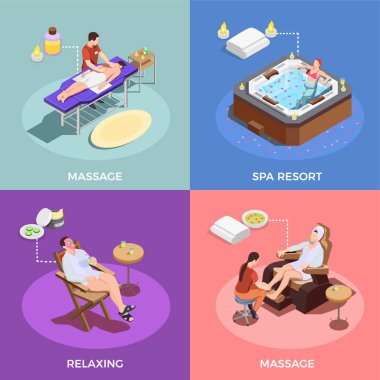 Spa Salon izometrik tasarım konsepti