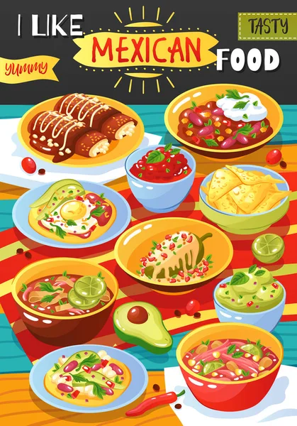 Cartaz de anúncio de comida mexicana —  Vetores de Stock