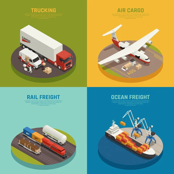 Transporte de carga Concepto de diseño isométrico — Archivo Imágenes Vectoriales