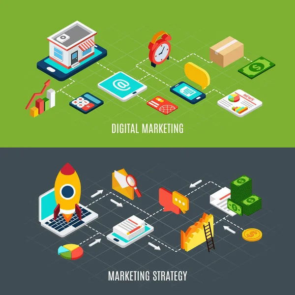 Set di banner di marketing digitale — Vettoriale Stock