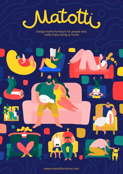 Casa Descanso afiche plano — Vector de stock