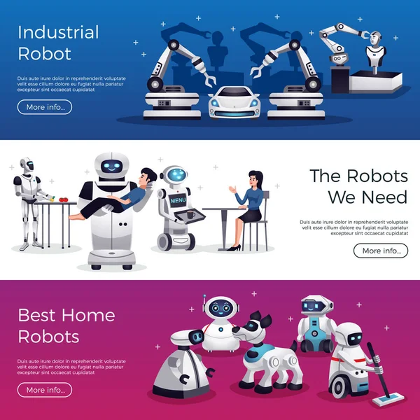 Poziome banery roboty — Wektor stockowy