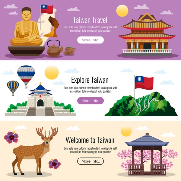 Taiwan Travel Banners — Stock vektor