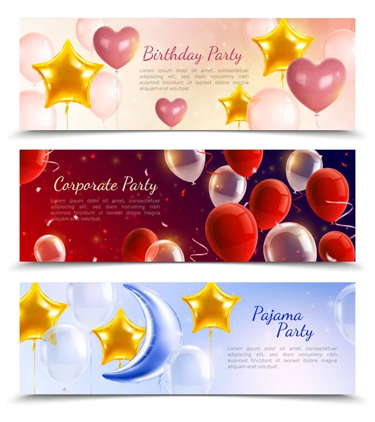 Balloons Party Banners realistas — Vector de stock