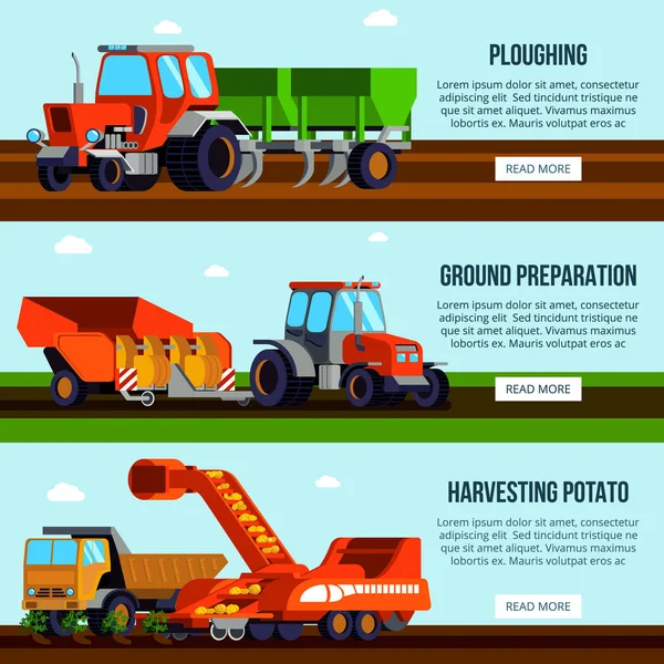 Плоские баннеры культивации картофеля — стоковый вектор
