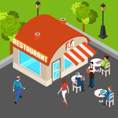 Restoran Binası izometrik kompozisyon