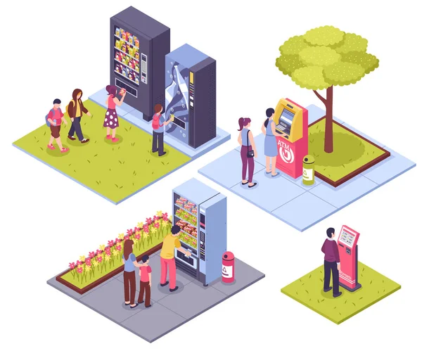 Distributeurs automatiques Isometric Concept — Image vectorielle