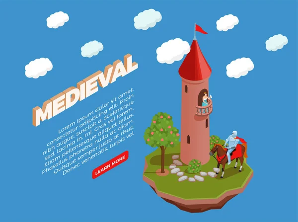 Medieval Isometric Composition — Stock Vector