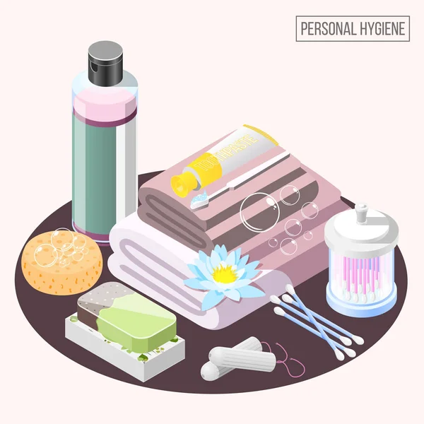 Personal Hygiene Isometric Composition — Stock Vector