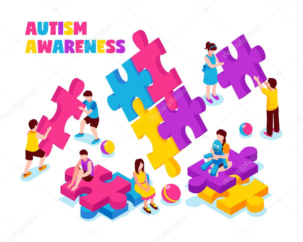 Autism Awareness Isometric Illustration