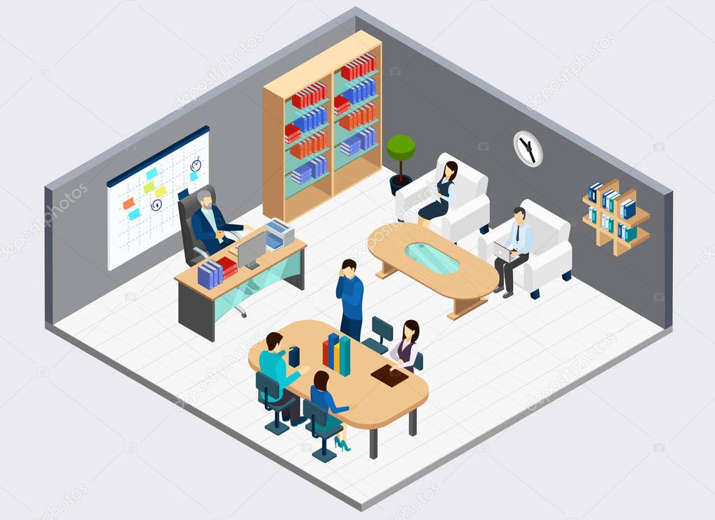 Boss And Employees Isometric Composition