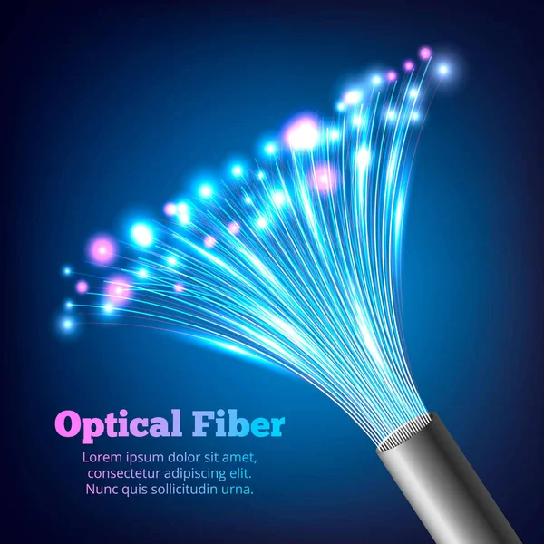 Câbles électriques Fibres optiques Composition réaliste — Image vectorielle
