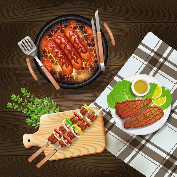 BBQ Grill realistische Illustration — Stockvektor