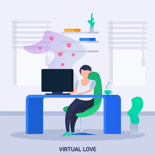 Composition orthogonale d'amour virtuel — Image vectorielle