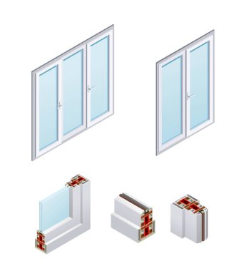 PVC Windows izometrik simgeleri