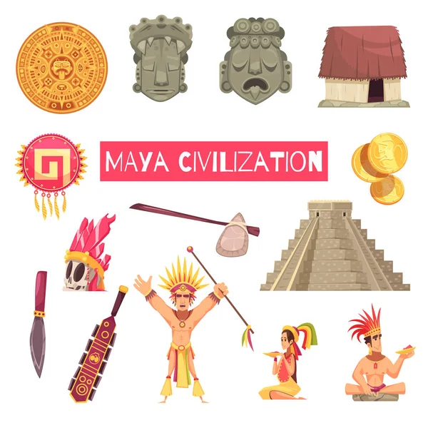 Maya beschaving Set — Stockvector