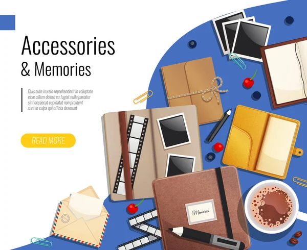 Accessoires en herinneringen ontwerpconcept — Stockvector