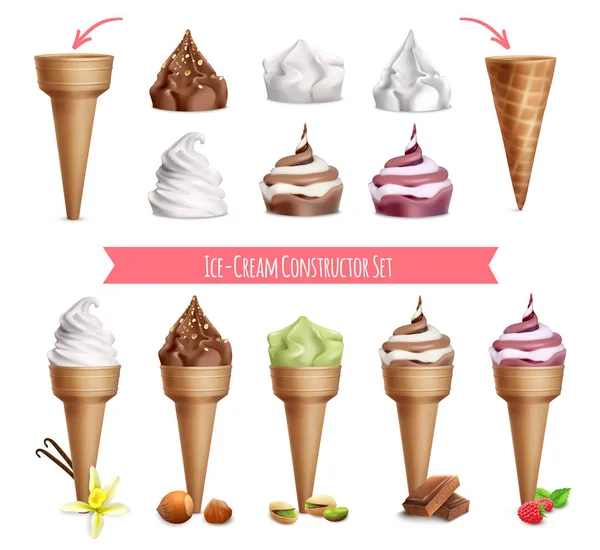 Ice Cream Constructor Set — Stock Vector