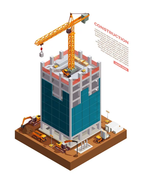 Equipamento de construção Composição isométrica — Vetor de Stock