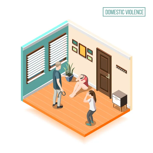 Ισομετρική σύνθεση ενδοοικογενειακής βίας — Διανυσματικό Αρχείο