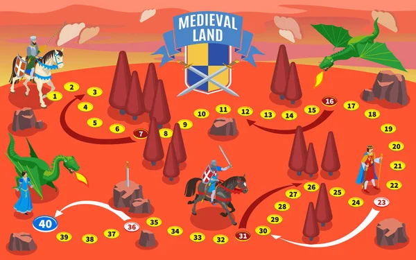 Medieval Party Game Map — Stock Vector