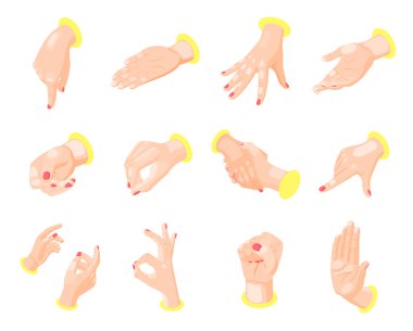 El jestleri izometrik Icons Set