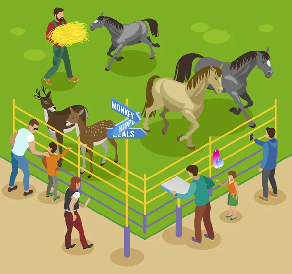 Composição de zoológico de fazenda de animais de estimação —  Vetores de Stock