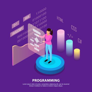 İnsan programlama izometrik arka plan