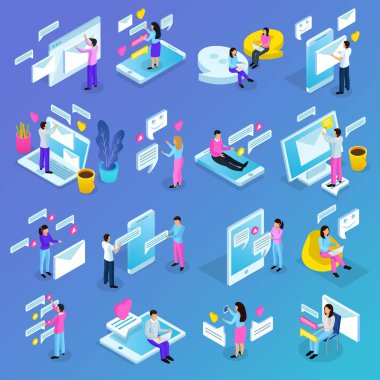 Sanal iletişim izometrik simgeler