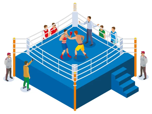 Anillo de Boxeo Composición Isométrica — Vector de stock