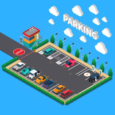 Parking Lot Isometric Composition  clipart