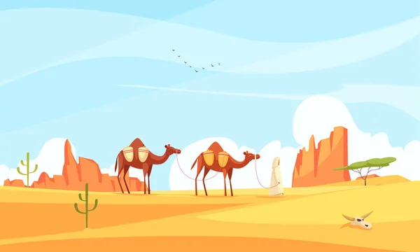 骆驼火车沙漠组合 — 图库矢量图片