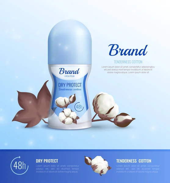 Deodorant Flasche realistisches Plakat — Stockvektor