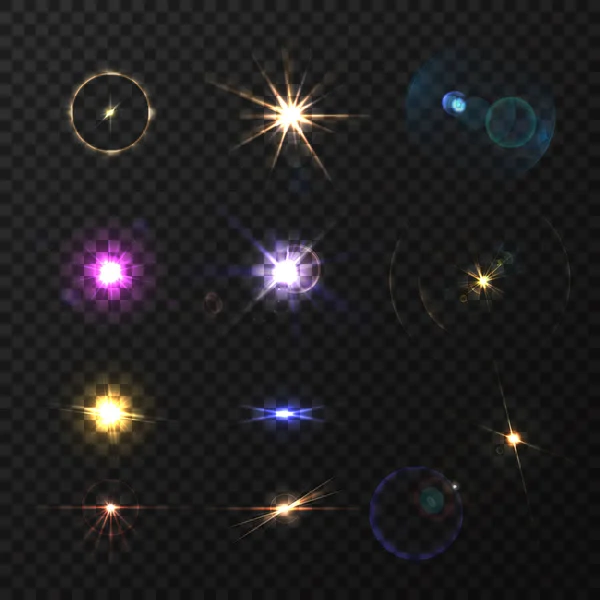 Lens Flares och Twinkle Set — Stock vektor