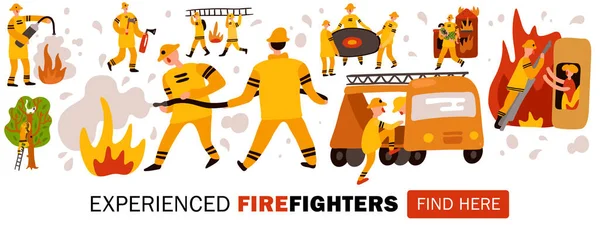 Tapasztalt tűzoltók fejléc illusztráció — Stock Vector
