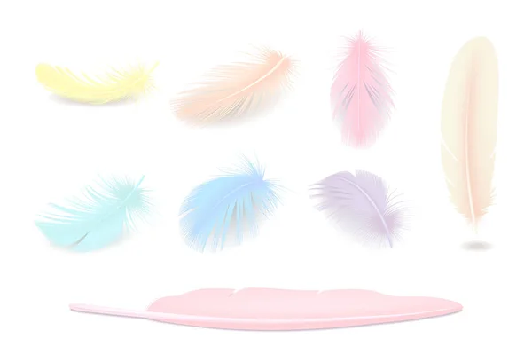 Conjunto de plumas de color — Vector de stock