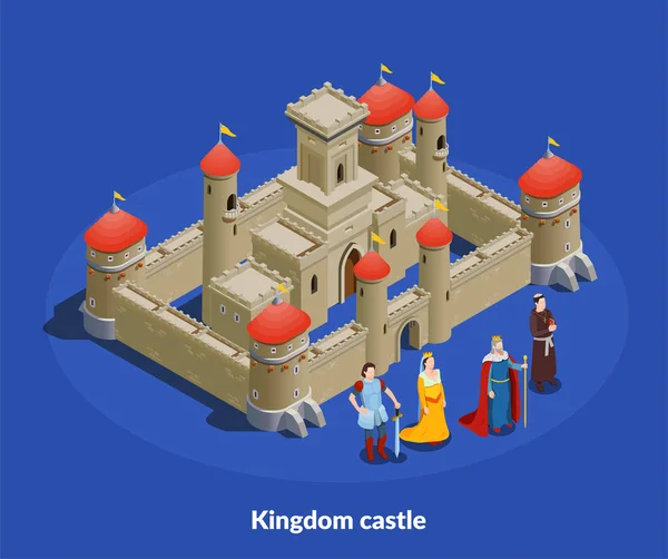 Castillo medieval Cimposición isométrica — Vector de stock