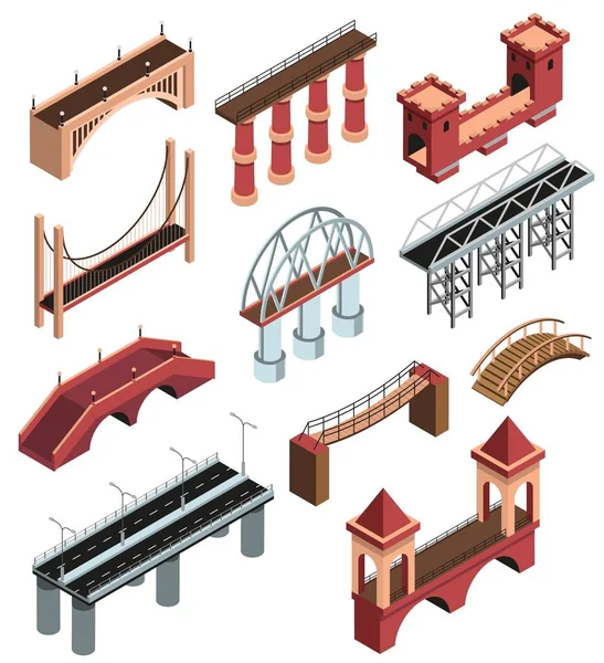 Köprüler izometrik Set — Stok Vektör