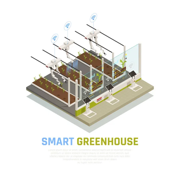 Fundo Isométrico Smart Hothouse — Vetor de Stock