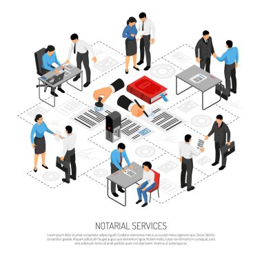 Notarial Services Isometric Composition clipart