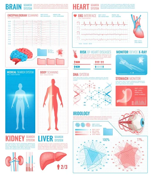 Elementi di interfaccia medica — Vettoriale Stock