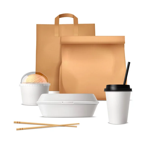 Fast Food Package conceito de design realista — Vetor de Stock