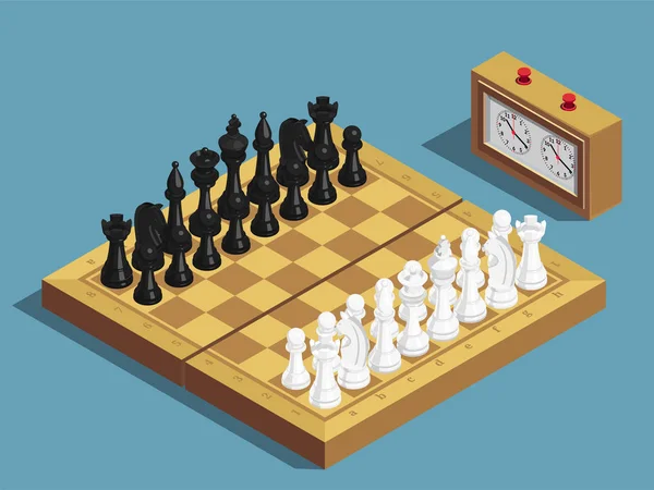 Échecs Début Composition isométrique — Image vectorielle