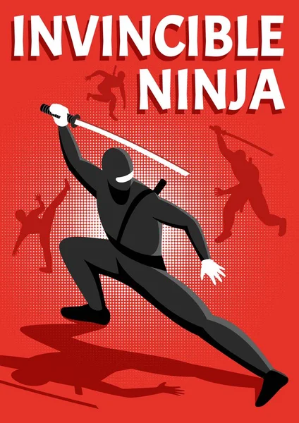 Ninja izometrikus poszter — Stock Vector