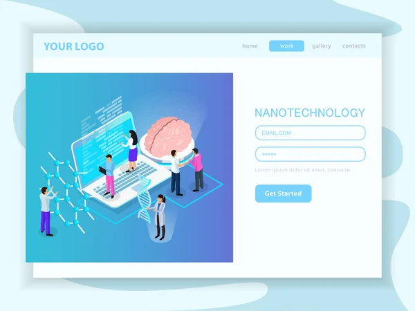 Nano technologie isometrische Landing Page — Stockvector